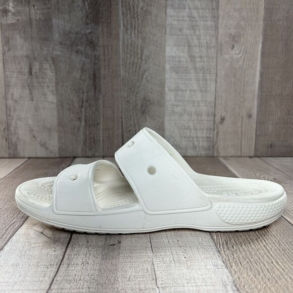 Crocs Women's Classic Slide Sandal Comfort Two Strap Slip On White Size 8 - Picture 9 of 16